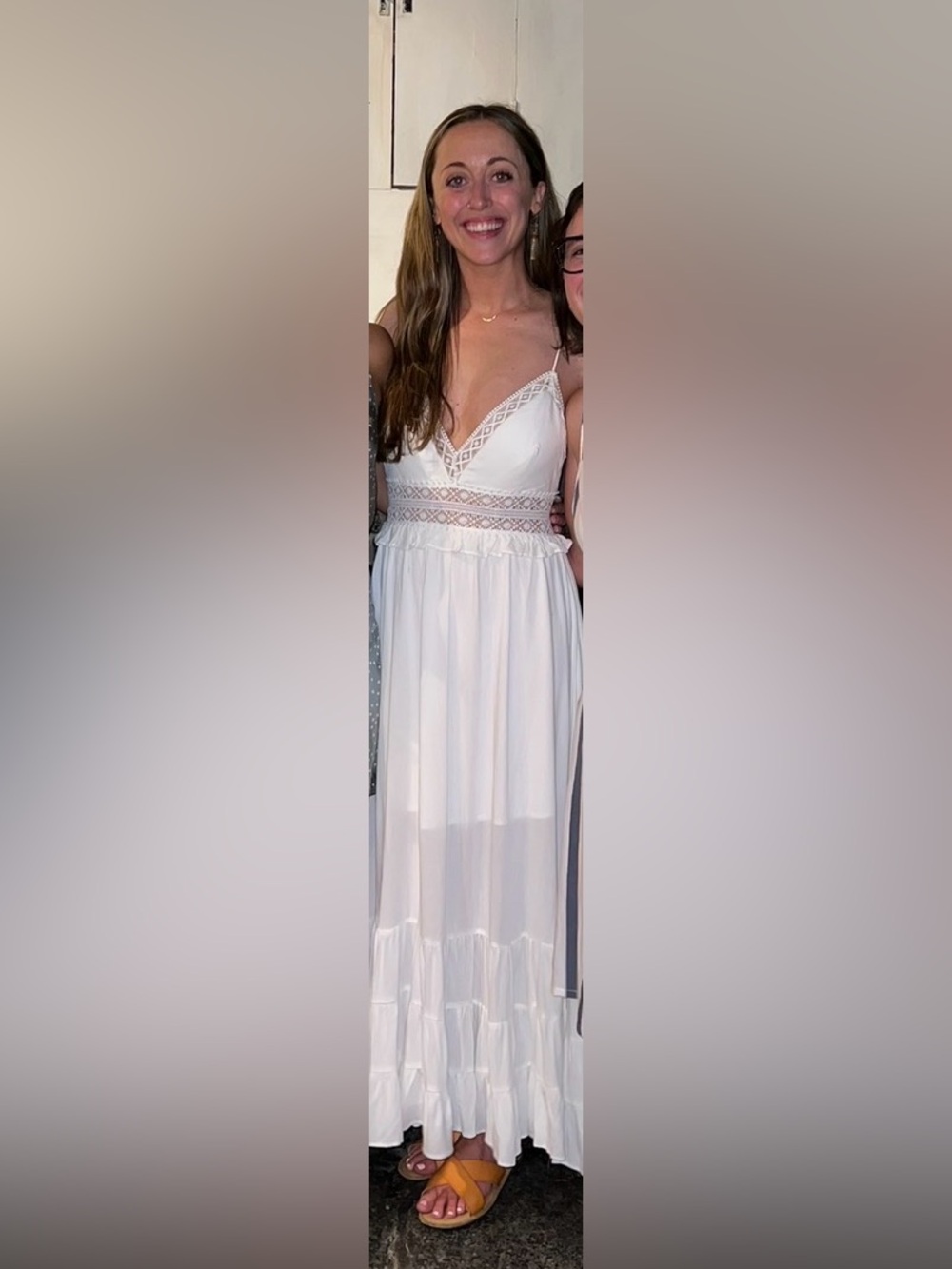 Hello Molly White Lace-Trim Maxi Dress